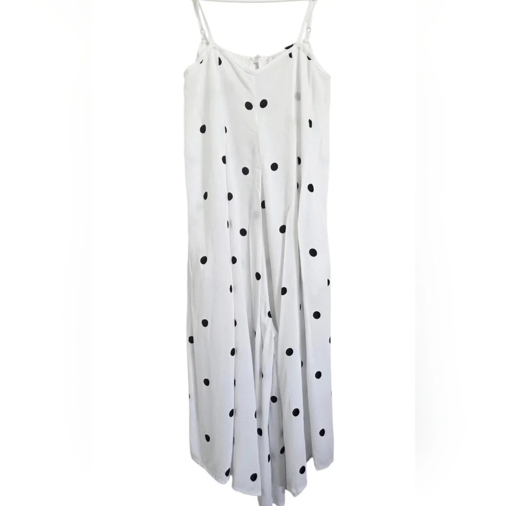Ava Sky Fighting Eel White Polka Dot Hawaiian Midi Jumpsuit Romper XS‎ Slouchy